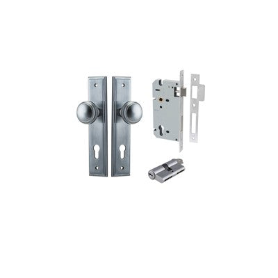 Iver Door Knob Paddington Stepped Brushed Chrome Key / Key Entrance Kit