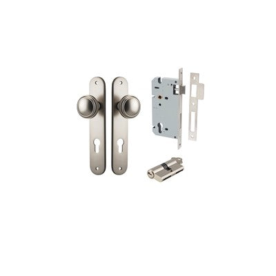 Iver Door Knob Paddington Oval Satin Nickel Key / Key Entrance Kit