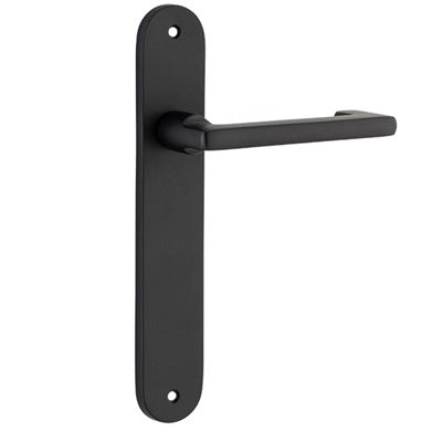 Iver Door Lever Baltimore Return Oval Latch Pair Matt Black L128xP54mm BPH240xW40mm