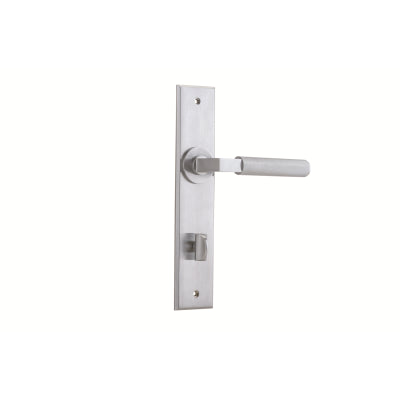 Iver Door Lever Brunswick Chamfered Privacy Pair Brushed Chrome CTC85mm L120xP59mm BPH240xW50mm