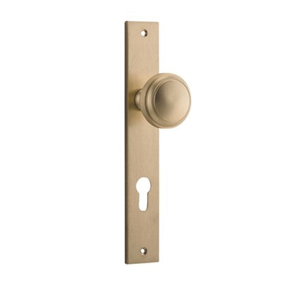 Iver Door Knob Paddington Rectangular Euro Pair Brushed Brass CTC85mm D55xP61mm BPH240xW38mm