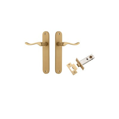 Iver Door Lever Stirling Oval Brushed Brass Passage Kit