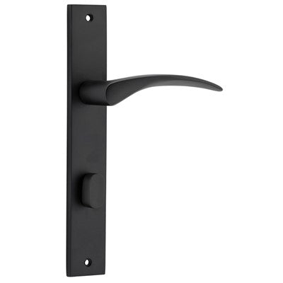 Iver Door Lever Oxford Rectangular Privacy Pair Matt Black CTC85mm L125xP60mm BPH240xW38mm