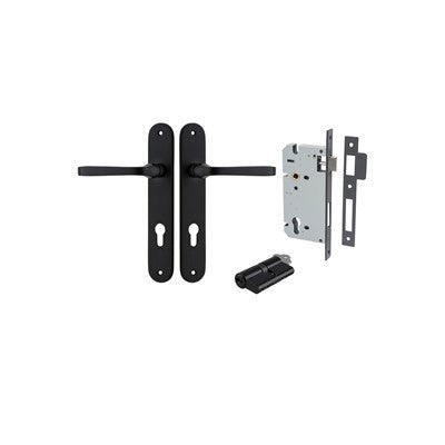 Iver Door Lever Annecy Oval Matt Black Key / Key Entrance Kit