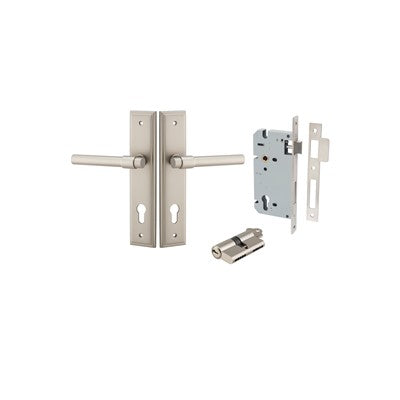 Iver Door Lever Helsinki Stepped Satin Nickel Key / Key Entrance Kit