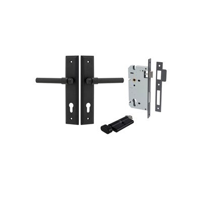 Iver Door Lever Helsinki Stepped Matt Black Key / Thumb Entrance Kit