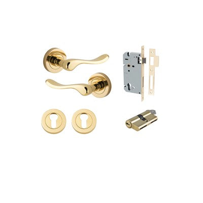 Iver Door Lever Stirling Rose Round Polished Brass Key / Key Entrance Kit