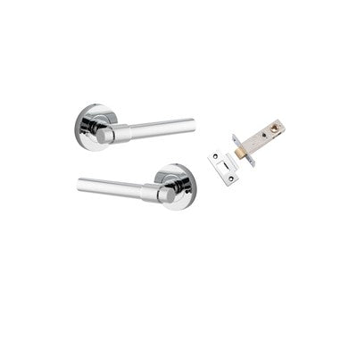 Iver Door Lever Helsinki Rose Round Polished Chrome Inbuilt Privacy Kit