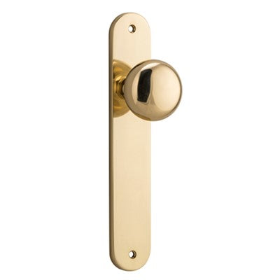 Iver Door Knob Cambridge Oval Latch Pair Polished Brass D55xP60mm BPH240xW40mm