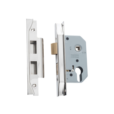 Tradco Mortice Lock Euro Rebated Polished Nickel CTC47.5mm Backset 46mm