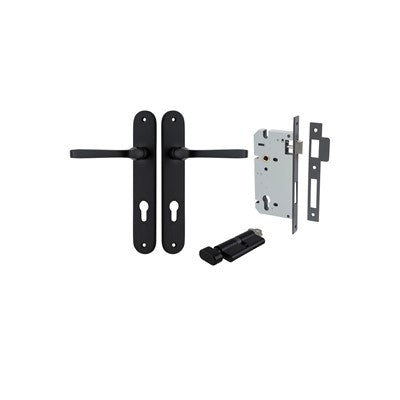 Iver Door Lever Annecy Oval Matt Black Key / Thumb Entrance Kit