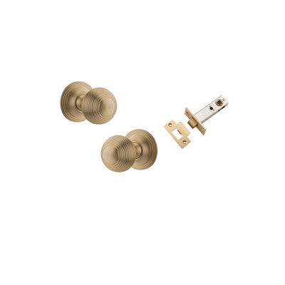 Iver Door Knob Guildford Rose Round Brushed Brass Passage Kit