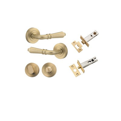 Iver Door Lever Sarlat Rose Round Brushed Brass Privacy Kit