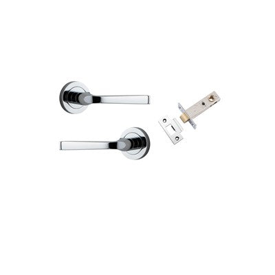 Iver Door Lever Annecy Rose Round Polished Chrome Passage Kit