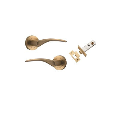 Iver Door Lever Oxford Rose Round Brushed Brass Passage Kit