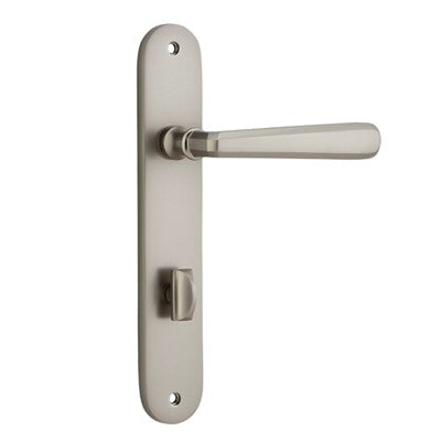 Iver Door Lever Copenhagen Oval Privacy Pair Satin Nickel CTC85mm L120xP57mm BPH240xW40mm