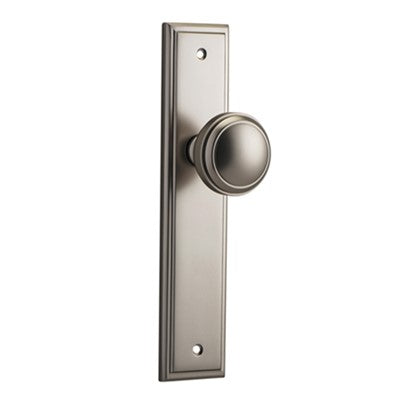 Iver Door Knob Paddington Stepped Latch Pair Satin Nickel D55xP64mm BPH237xW50mm