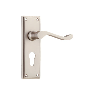 Tradco Door Lever Camden Euro Pair Satin Nickel H152xW50xP60mm