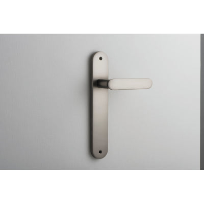 Iver Door Lever Bronte Oval Latch Pair Satin Nickel L117xP53mm BPH240xW40mm