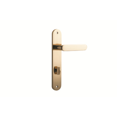 Iver Door Lever Bronte Oval Privacy Pair Polished Brass CTC85mm L117xP53mm BPH240xW40mm