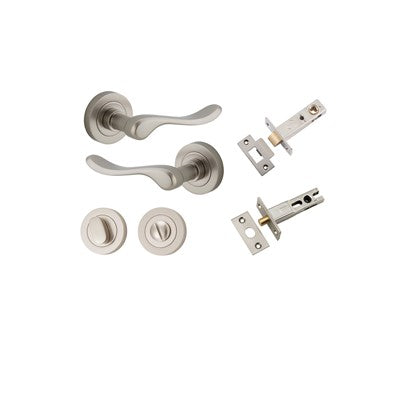 Iver Door Lever Stirling Rose Round Satin Nickel Privacy Kit