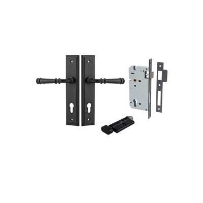 Iver Door Lever Verona Stepped Matt Black Key / Thumb Entrance Kit