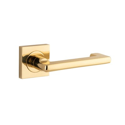 Iver Door Lever Baltimore Return Rose Square Concealed Fix Pair Polished Brass L128xP57mm BPH52xW52mm