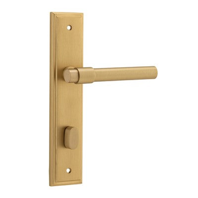 Iver Door Lever Helsinki Stepped Privacy Pair Brushed Brass CTC85mm L137xP61mm BPH237xW50mm