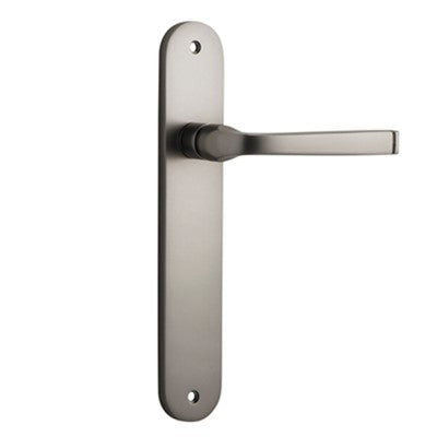 Iver Door Lever Annecy Oval Latch Pair Satin Nickel L117xP63mm BPH240xW40mm