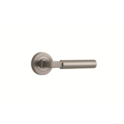 Iver Door Lever Berlin Rose Round Concealed Fix Pair Satin Nickel L120xP60mm BPD52mm