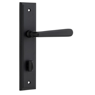 Iver Door Lever Copenhagen Stepped Privacy Pair Matt Black CTC85mm L120xP60mm BPH237xW50mm