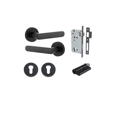 Iver Door Lever Osaka Rose Round Matt Black Key / Key Entrance Kit