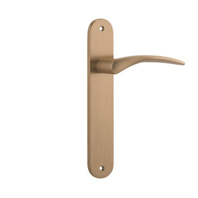 Iver Door Lever Oxford Oval Latch Pair Brushed Brass L125xP60mm BPH240xW40mm