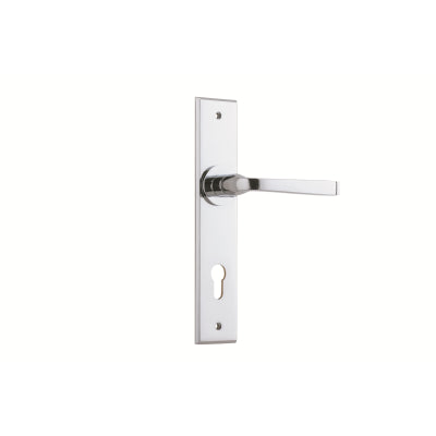 Iver Door Lever Annecy Chamfered Euro Pair Polished Chrome CTC85mm L117xP65mm BPH240xW50mm