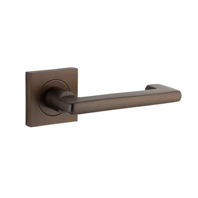 Iver Door Lever Baltimore Return Rose Square Concealed Fix Pair Signature Brass L128xP57mm BPH52xW52mm