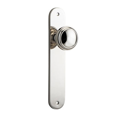 Iver Door Knob Paddington Oval Latch Pair Polished Nickel D55xP61mm BPH240xW40mm