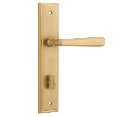 Iver Door Lever Copenhagen Stepped Privacy Pair Brushed Brass CTC85mm L120xP60mm BPH237xW50mm