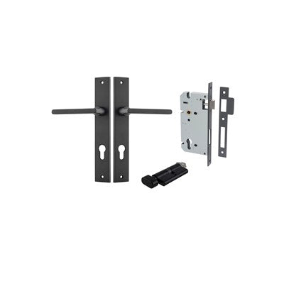 Iver Door Lever Baltimore Rectangular Matt Black Key / Thumb Entrance Kit