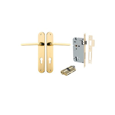 Iver Door Lever Baltimore Oval Polished Brass Key / Key Entrance Kit