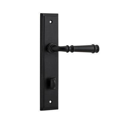 Iver Door Lever Verona Stepped Privacy Pair Matt Black CTC85mm L122xP59mm BPH237xW50mm