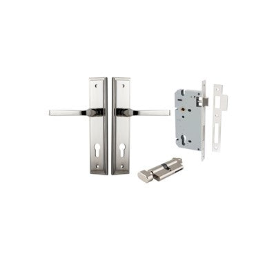 Iver Door Lever Annecy Stepped Polished Nickel Key / Thumb Entrance Kit