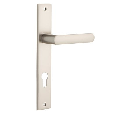 Iver Door Lever Osaka Rectangular Euro Pair Satin Nickel CTC85mm L120xP52mm BPH240xW38mm