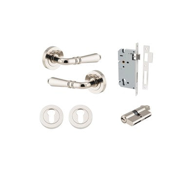 Iver Door Lever Sarlat Rose Round Polished Nickel Key / Key Entrance Kit