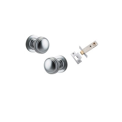 Iver Door Knob Paddington Rose Round Brushed Chrome Passage Kit