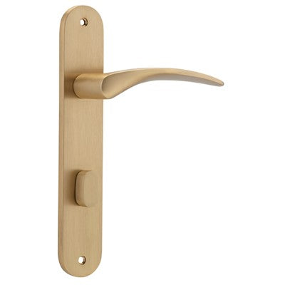 Iver Door Lever Oxford Oval Privacy Pair Brushed Brass CTC85mm L125xP60mm BPH240xW40mm