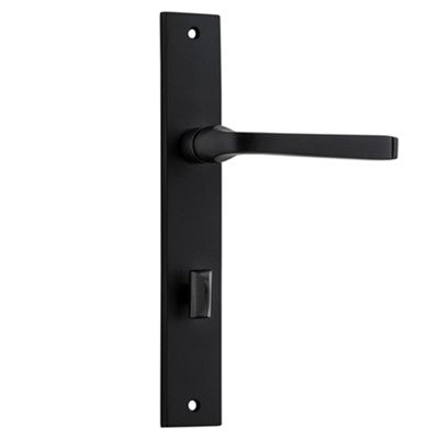 Iver Door Lever Annecy Rectangular Privacy Pair Matt Black CTC85mm L117xP63mm BPH240xW38mm