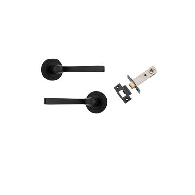 Iver Door Lever Annecy Rose Round Matt Black Passage Kit