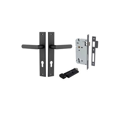 Iver Door Lever Osaka Rectangular Matt Black Key / Thumb Entrance Kit