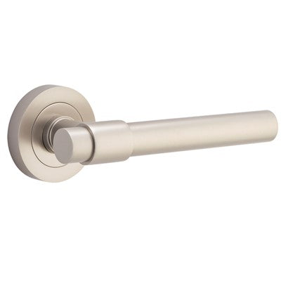 Iver Door Lever Helsinki Rose Round Concealed Fix Pair Satin Nickel L137xP61mm BPD52mm