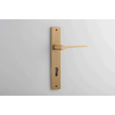 Iver Door Lever Como Rectangular Euro Pair Brushed Brass CTC85mm L119xP59mm BPH240xW38mm